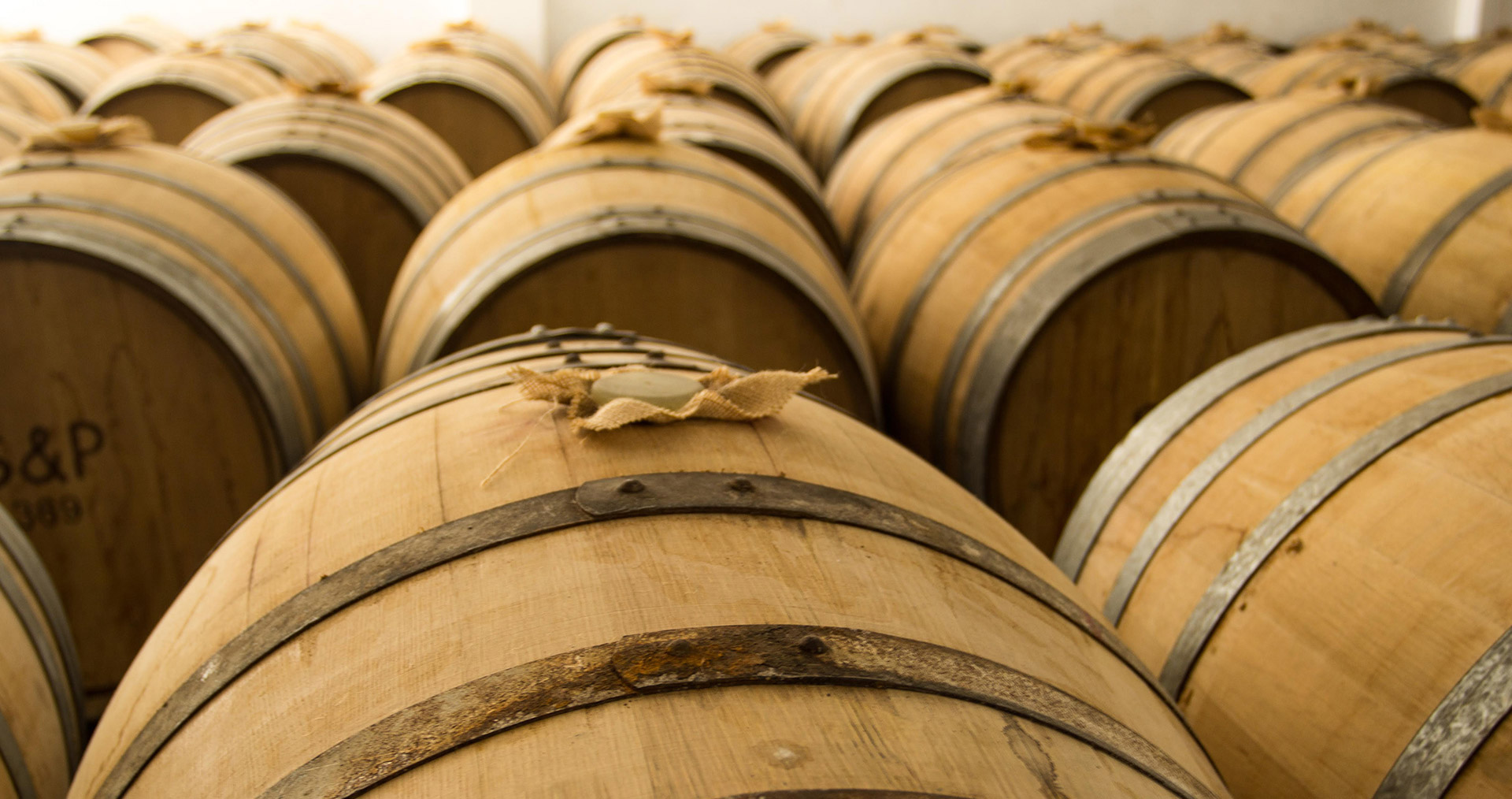 Files de barriques en envelliment